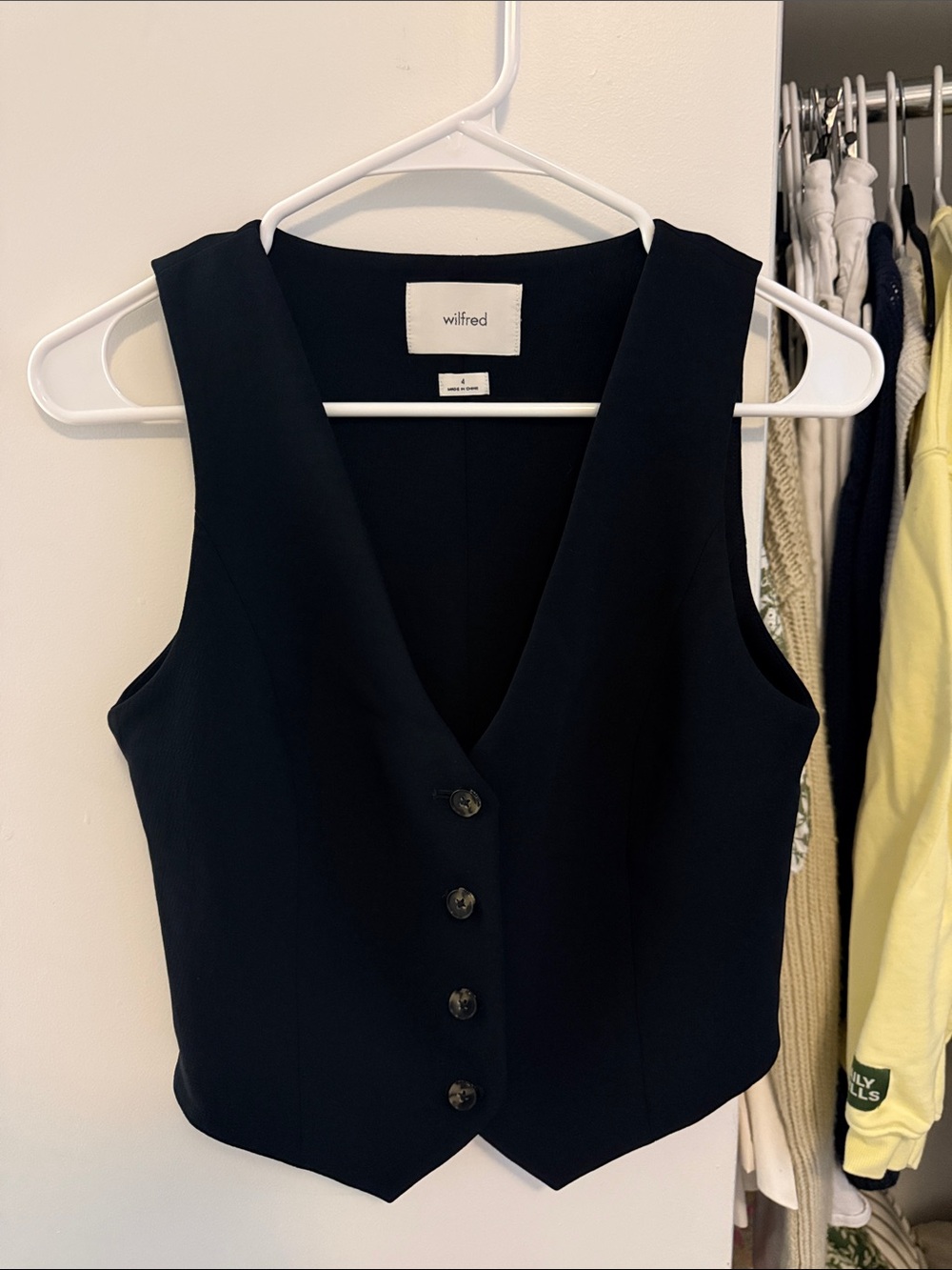 Aritzia Wilfred Black Tailored Button Vest